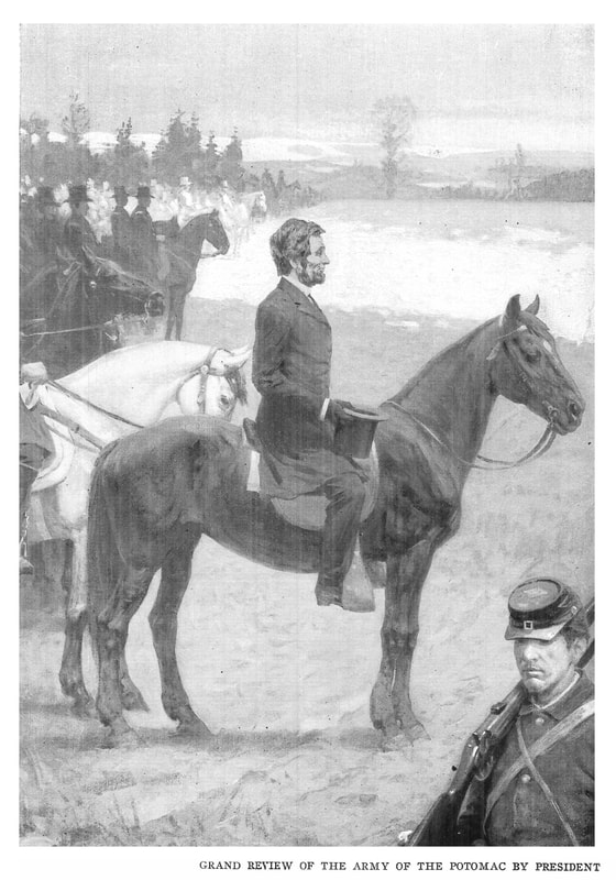 Image of Lincoln on horseback.