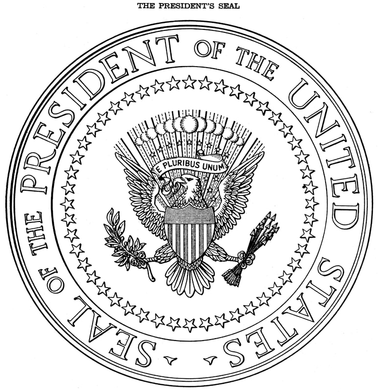 A high-quality image of the Seal of the President of the United States from 1945.